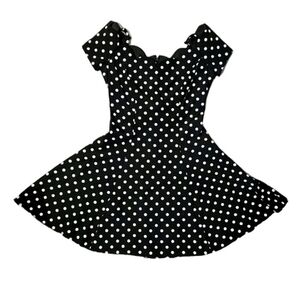 Vintage Joseph Ribkoff Classic Polka Dot Mini Dress Flare Skirt Off The Shoulder